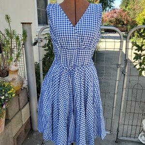 Heart Of Haute Blue Gingham Midi Dress